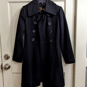 Guess Wool Blend Coat, Black, Size Petite XS